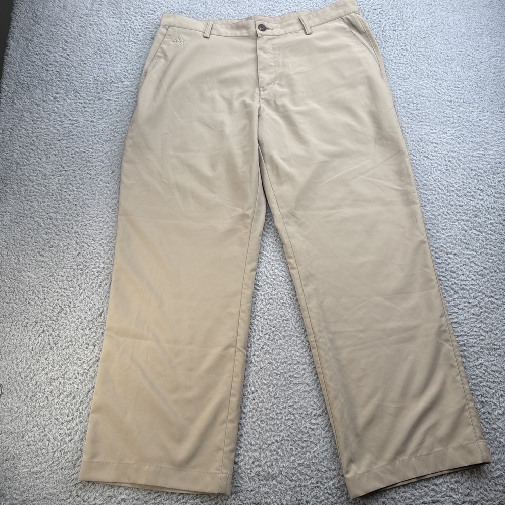 Adidas Climalite Golf Pants Mens 34x32 Beige Chino Flat Front Straight Khaki
